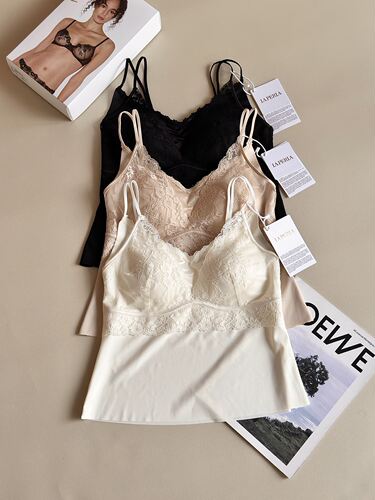 LAP新款法式蕾丝吊带美背内衣 带胸垫吊带舒适内搭外穿背心112811