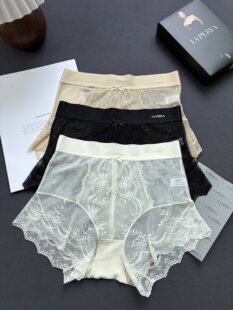 LAP新款宫廷风蕾丝性感高腰无痕内裤 亲肤舒适含蚕丝裆三角女内裤