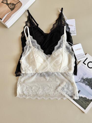 LAP新款法式蕾丝吊带美背内衣 带胸垫内搭外穿显瘦女内衣112897