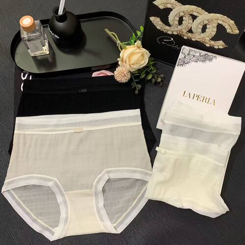 LAP新款轻奢泡泡纱蕾丝中腰无痕内裤 舒适裸感棉底棉裆三角女内裤