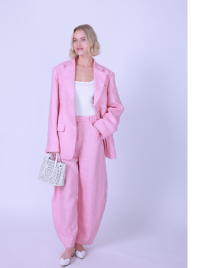 ETIK Nor瑞典春夏亚麻西装收腰弯刀裤套装