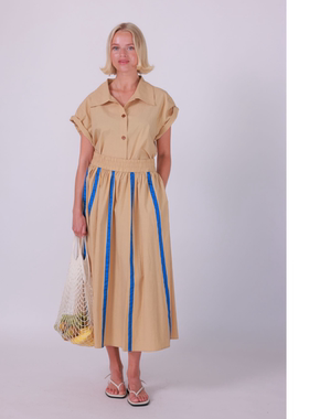 ETIK Nor瑞典卡其色高支棉无袖衬衫上衣