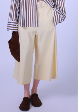 ETIK Nor瑞典浅春鹅黄色咖色中长裤