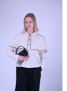 ETIK Nor 瑞典米白包边斗篷衬衫