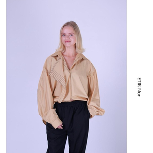 ETIK Nor瑞典淡卡其色缝边意大利精细棉衬衫