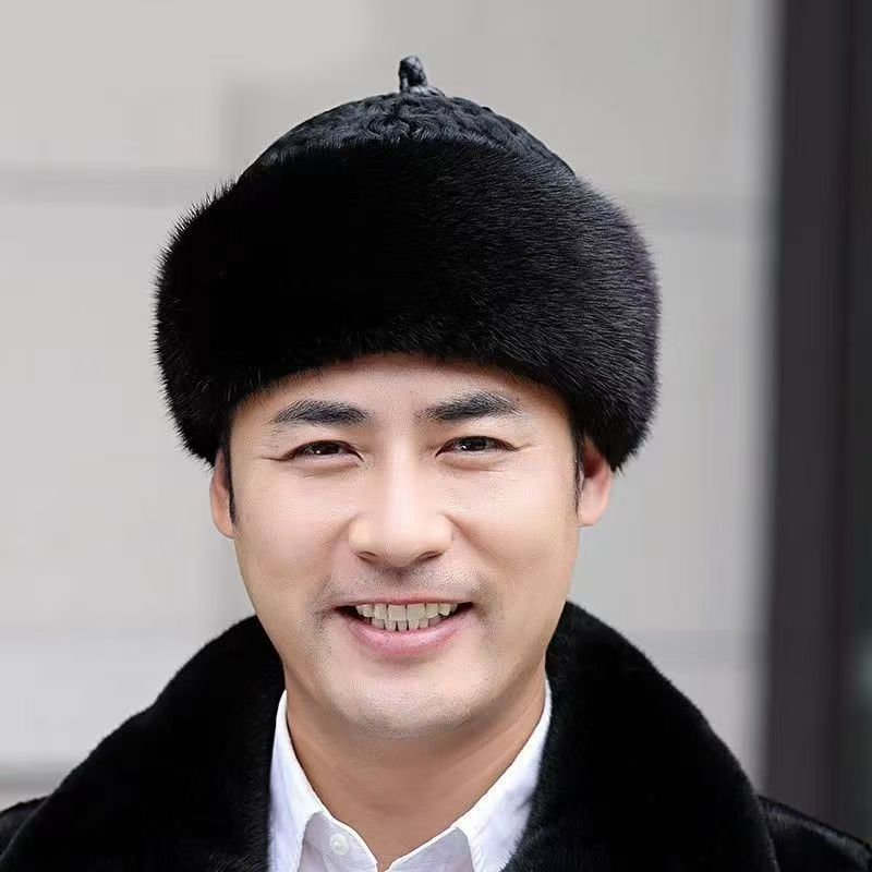 仿貂帽子男时尚中老年貂皮帽冬季棉帽整貂皮帽时尚王爷帽贝勒爷帽