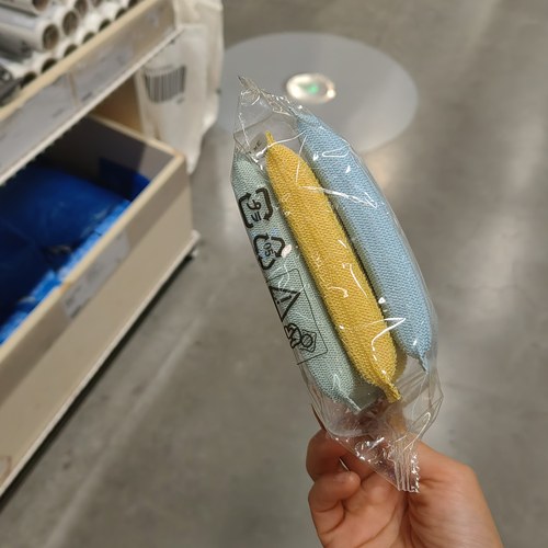 宜家佩普里格百洁布洗碗海绵海绵刷百洁布3件装便宜实惠好用