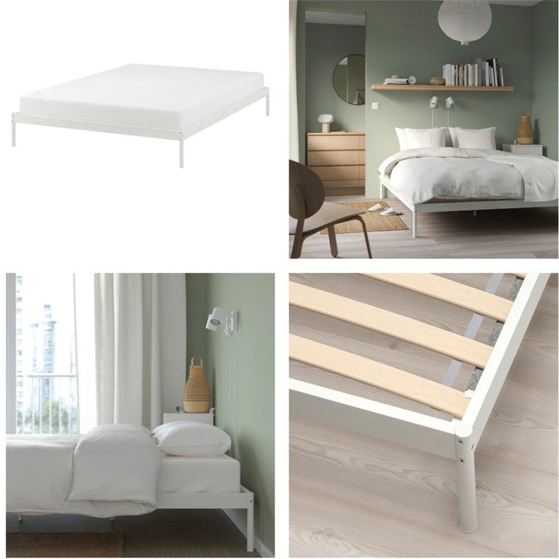 北欧宜家全新代购维维斯托 床架白色现代简约双人床架金属材质