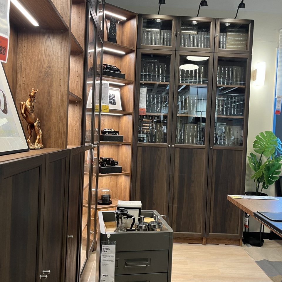 宜家毕利奥克伯玻璃书柜书房卧室柜子