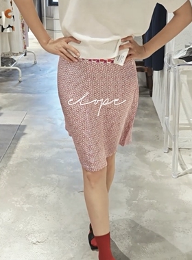 特价 sack's原单纯真丝缎面丝巾印花A字半身短 裙