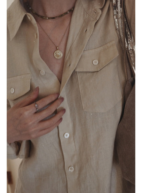 王牌水洗亚麻系列 猎装翻领双口袋衬衣 三色入