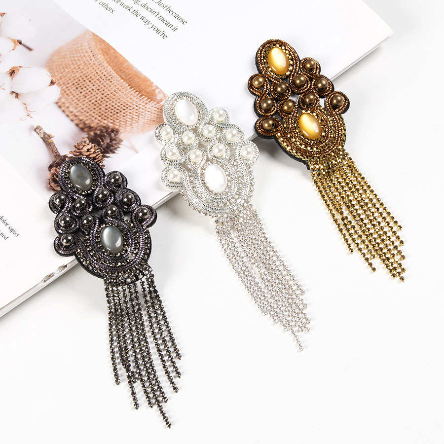 英伦印度丝流苏肩章布贴水钻高档精致礼服辅料鞋包包配饰手缝DIY,居家布艺,布贴,淘宝优惠券,粉丝福利购,淘宝优惠卷