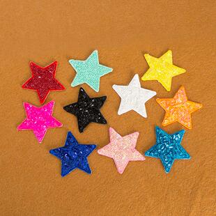 彩色亮片刺绣五角星布贴背胶补丁贴衣服鞋帽演出表演服舞蹈服装饰