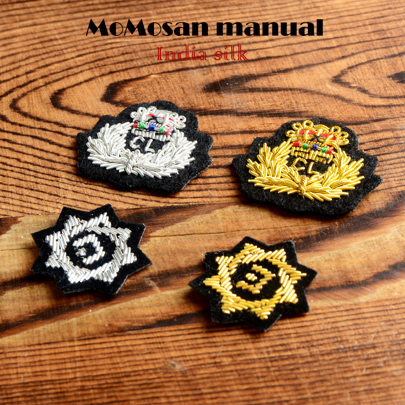 高端小号印度丝五角星徽章贴饰品手工刺绣麦穗衣服鞋子装饰补丁贴