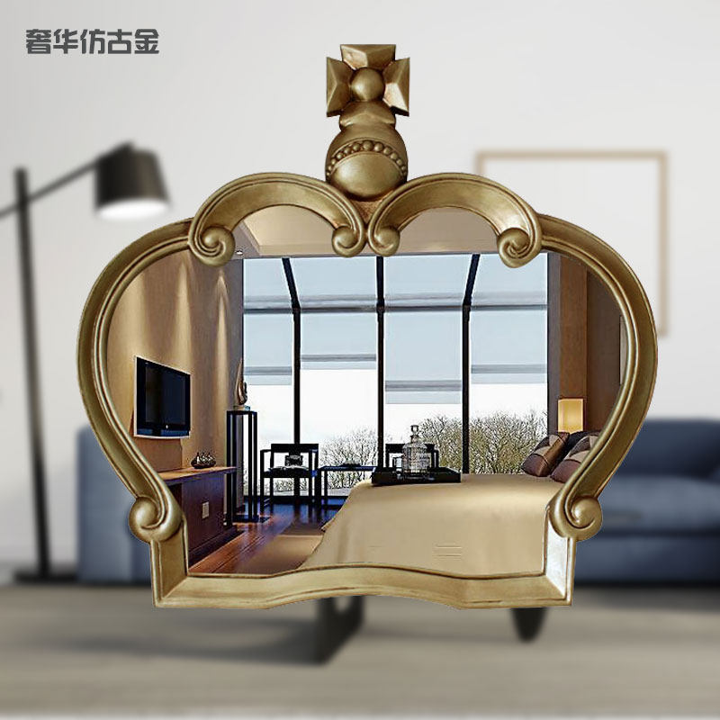 欧式皇冠免打孔浴室镜卫生间洗手台镜子装饰镜壁挂墙梳妆化妆镜子