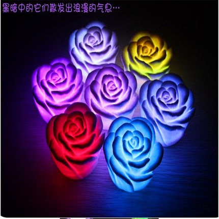 厂家供应七彩玫瑰花灯玫瑰花小夜灯小夜灯地摊热卖（带包装）