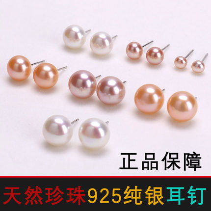正品天然淡水真珍珠耳钉高级感小巧925纯银针防过敏耳环气质简约