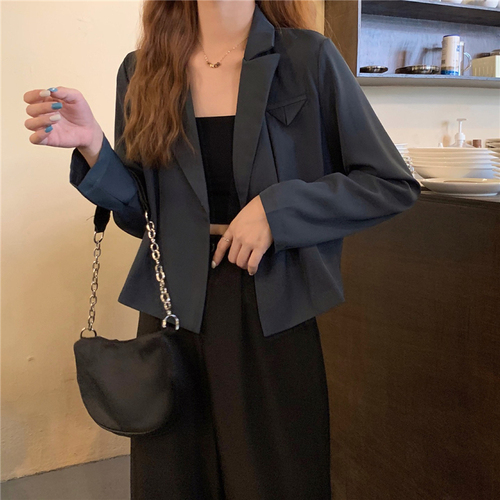 Real price British style thin retro suit coat autumn loose short long sleeve small suit top