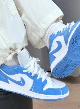 Jordan Air Jordan 1 舒适透气 低帮 蓝白色 儿童款 FZ3929-114