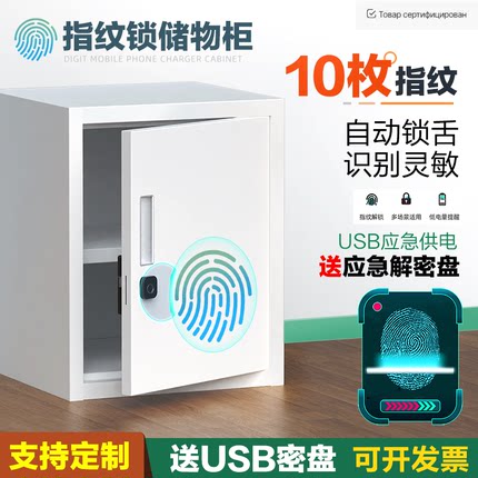 小型钢制智能电子指纹锁保密文件重要物品印章储物带锁铁皮柜私密