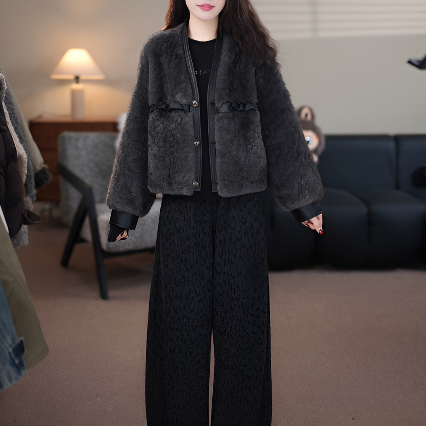 2026新款气质高级感减龄时尚休闲范皮毛一体外套女短款上衣,女装/女士精品,短外套,淘宝优惠券,粉丝福利购,淘宝优惠卷