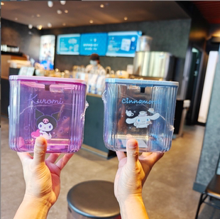 可爱正版授权三丽鸥收纳盒学生桌面整理带盖垃圾桶收纳桶