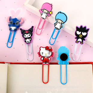 少女回形针 可爱卡通硅胶回形针分页书签金属曲别针学生文具