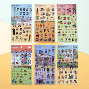 卡通同款 饰贴画 可爱小新PVC防水咕卡贴纸学生手账本手机装