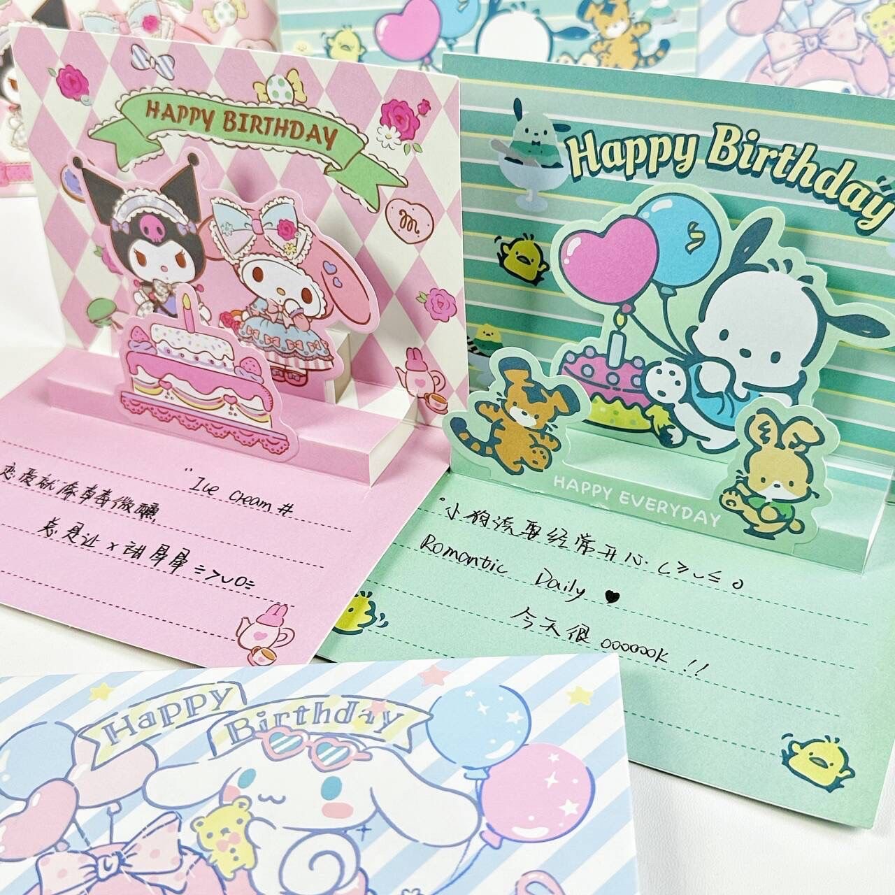 玉桂立体贺卡节日卡通祝福卡片小新折叠异形留言明信片少女卡片