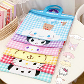 可爱卡通双层拉链文件袋学生补习袋小库手提袋皮革A4收纳袋