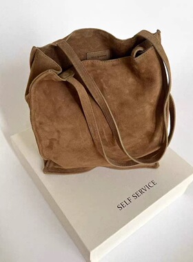 韩国东大门代 25秋SELF SERVICE麂皮绒高品质托特包单肩包