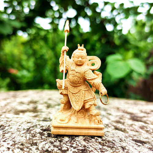 木雕哪吒三太子精雕中坛元帅佛像