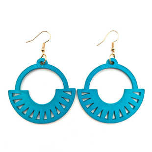 潮人耳环diy饰品木质木制耳环耳坠圆形镂空木片多色耳环民族风