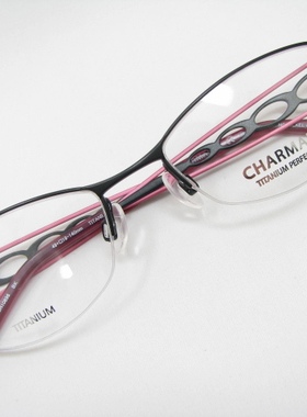 Charmant夏蒙 纯钛 眼镜架CH10896 BK 黑色眼镜框 镜腿工艺超好