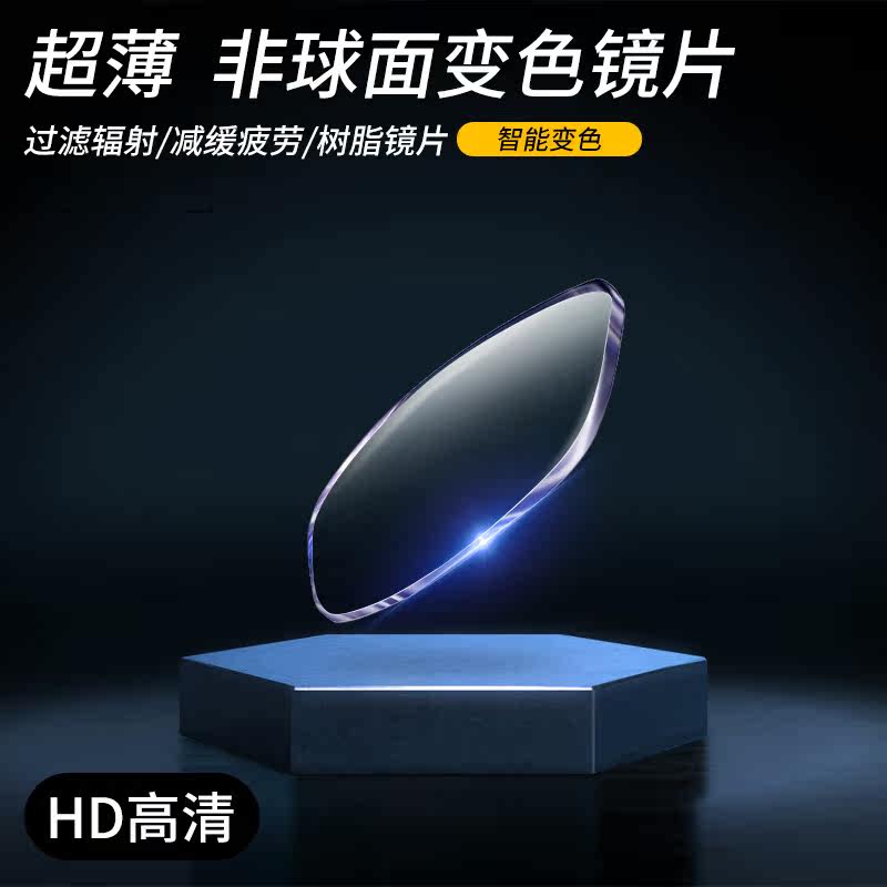 TOM FOX订制片 变色镜片 变色片 快变 灰色 非球面 绿膜