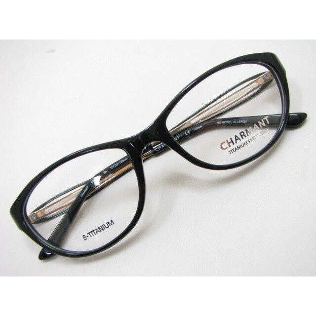 Charmant夏蒙板材近视眼镜框架复古男女款CH12074 BK黑色