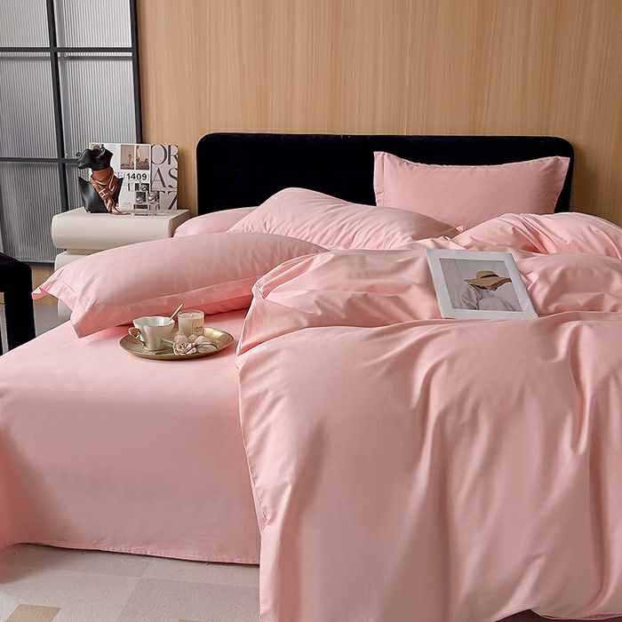 2024新款40支13376纯棉全棉斜纹棉纯色四件套床单床笠款被套单品