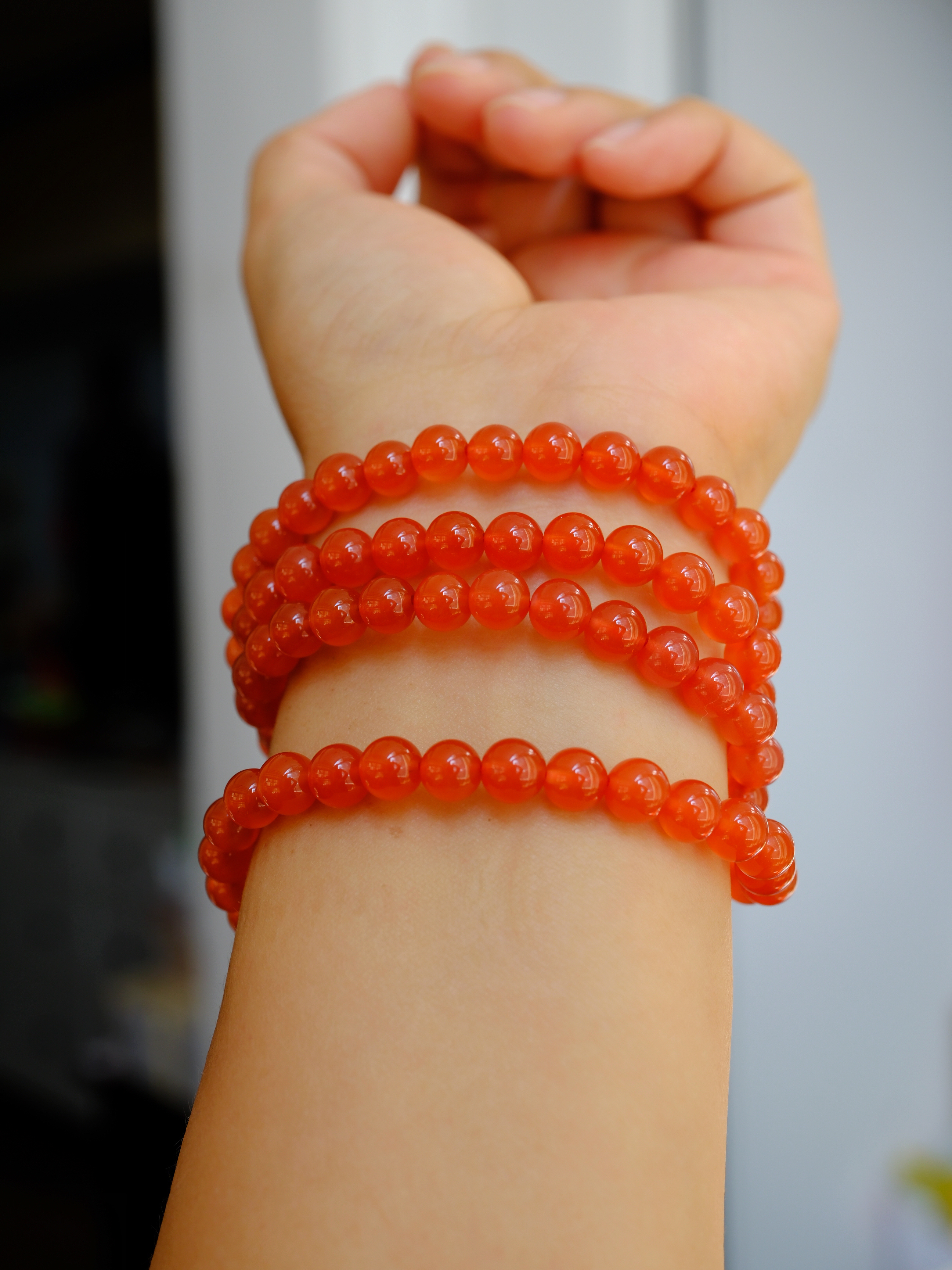 【一物一图】小高货6.5mm108保山南红河湾料冰红手串