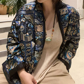 天天家满绣香云纱新中式 TTDP 磅真丝复古气质小袄棉衣外套1075