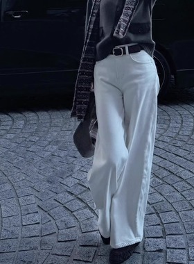 【TTDP】天天家极简风加薄绒弹力牛仔裤经典高腰显瘦直筒裤11104