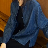 天天家意大利进口面料银丝牛仔新中式 TTDP 盘扣衬衣外套T0440