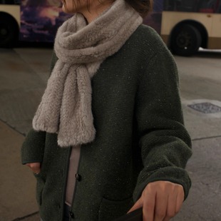 【TTDP】天天家轻奢手工编织水貂围巾双面貂多重系法皮草围脖1174