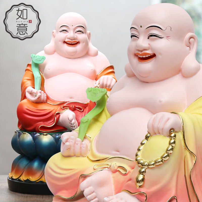 寺庙树脂佛像七彩弥勒佛供奉开心笑佛乐佛家用大肚弥勒佛_虎窝淘