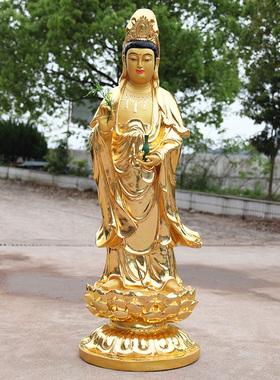 树脂站观音佛像贴金厂家直销