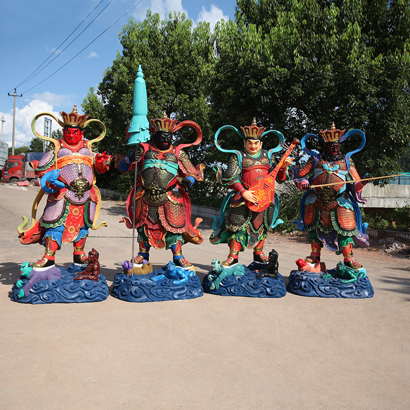 厂家直销树脂玻璃钢佛像 鎏金彩绘2米站四大天王 天王殿古彩天王