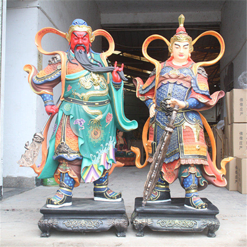 树脂佛像玻璃钢1米6韦驮菩萨关公护法寺庙关公韦驮古彩珈蓝护法