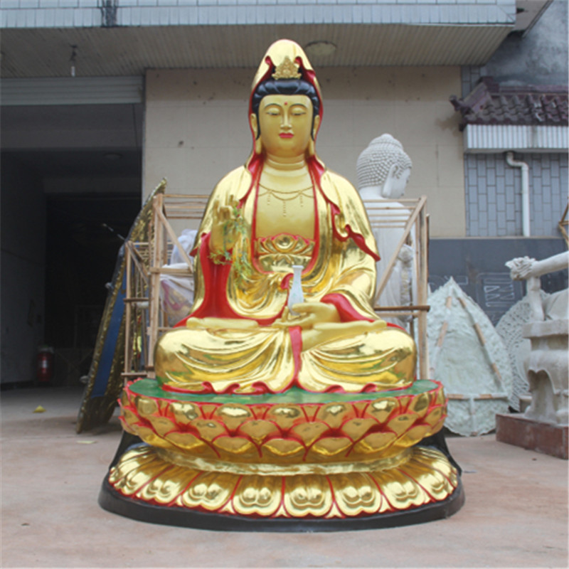 树脂寺庙鎏金彩绘观音菩萨佛像