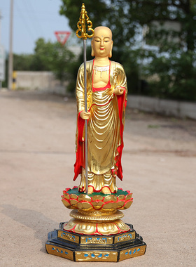 树脂地藏王菩萨地藏王佛像80cm带背光1米地藏王光头地藏神像