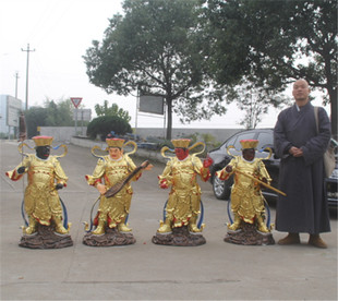 寺庙大型树脂佛像玻璃钢 鎏金彩绘1米1站四大天王佛像天王殿佛