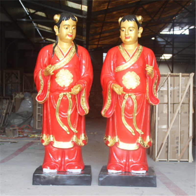 寺庙树脂玻璃钢金童玉女彩绘佛像